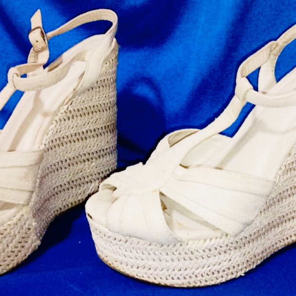 Charlotte Russe, suede and weave platforms, used but decent condition 💕